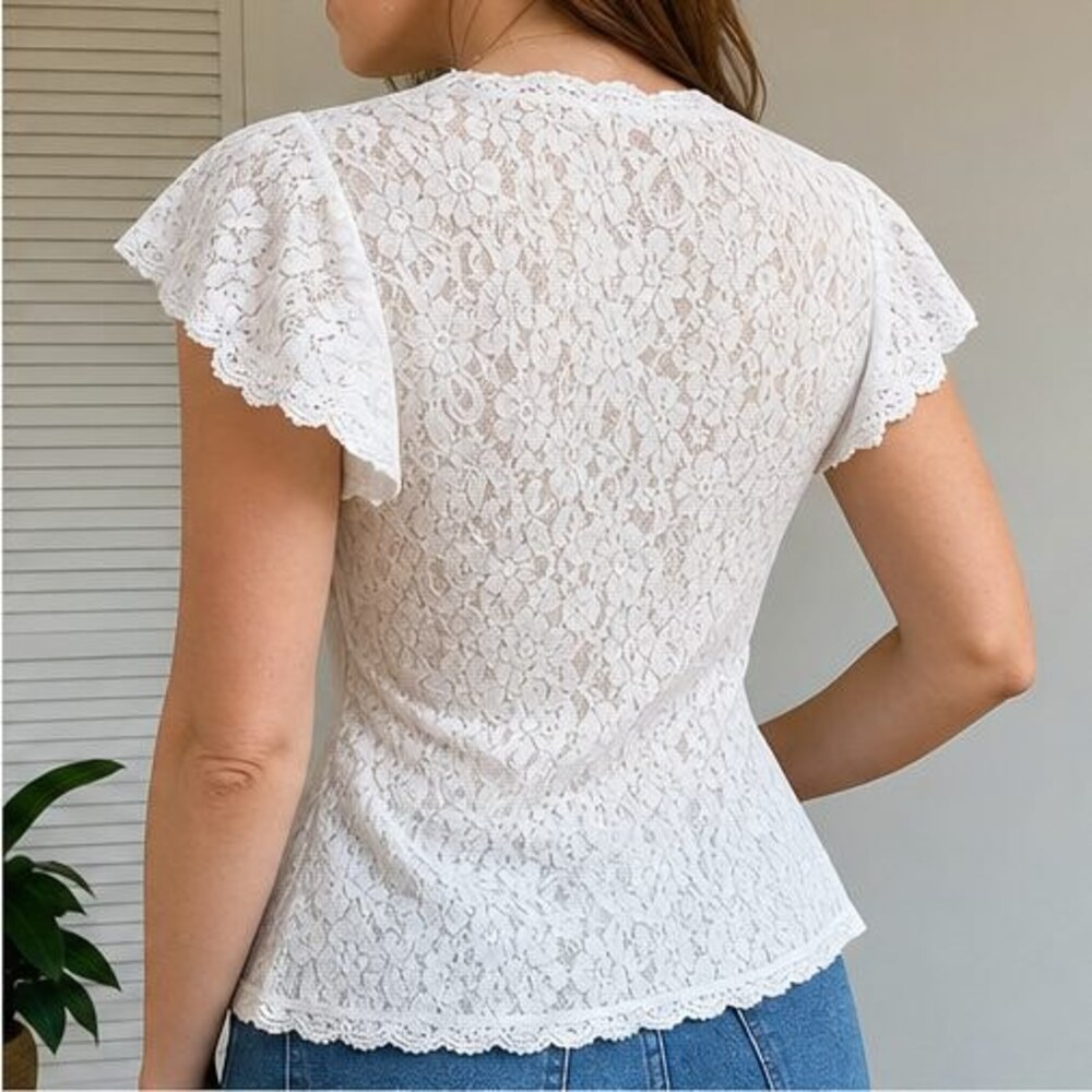 White Ruffle Blouse - Picture 3 of 6